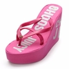 Pure Color Crown Letter Strappy Clip Toe Platform Flip Flops Slippers