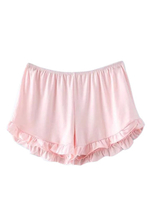 Pure Color Cute Elastic Ruffles Loose Women Sport Shorts