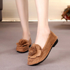 Pure Color Flower Suede Moccasins Soft Flat Shoes