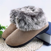 Pure Color Furry Warm Soft Ankle Slip On Casual Boots