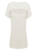 Pure Color Hollow Out Bust Casual Basic Women T-Shirts