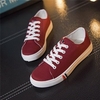 Pure Color Lace Up Casual Canvas Sport All Match Athletic Flat Shoes
