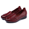 Pure Color Leather Mary Jane Ballet Flat Wedge Heel Loafers