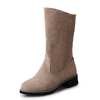 Pure Color Mid Calf European Style Slip On Square Heel Boots For Women