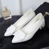 Pure Color Pointed Toe Low Heel Bowknot Shoes For Women