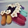 Pure Color Pu Slip On Ankle Cotton Fur Lining Boots