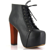 Pure Color Sexy Fashion Chunky Heel Platform Lace Up Ankle Boots
