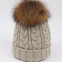 Pure Color Ski Slouch Fur Pompon Ball Beanie Beret Hat Crochet Knitting Thick Caps