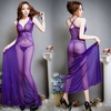 Purple Temptation Sexy See Through Lace Backless Long Dress Nightwear For Women