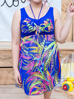 Push Up Sleeveless Bow-knot Floral Printed Breathable Backless Swimdress For Women