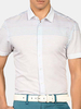 QIPAI Casual Business Stripes Prinitng Bnad Collar Dress Shirts for Men