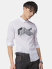 QIPAI Long Sleeves Printing White Casual Busines Pure Cotton Plus Size Dress Shirts for Men