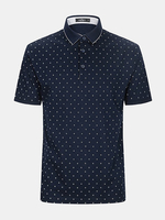 QIPAI Mens Summer Polka Dot Printed Short Sleeve Business Casual Polo Shirt