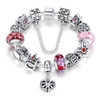 Queen Crown Crystal Glass Beads Silver Plated Bracelet