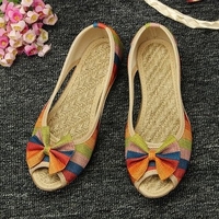 Rainbow Butterflyknot Colorful Hollow Out Peep Toe Wedge Heel Sandals