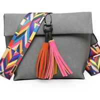 Rainbow Color Strap Crossbody Bag Tassel Shoulder Bag Street Bag