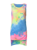 Rainbow Print Irregular Hem O-Neck Sleeveless Cotton Tank Top