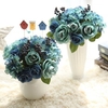 Real Touch Blue Rose Artificial Fake Flowers Plants Bouquet Bridal Party Wedding Home Decor