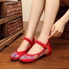 Red Embroidery Phoenix Flat Slip On Retro National Wind Shoes