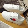 Red Flower Lace Up Casual Flat Trainers For Women
