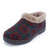 Red Flower Warm Faux Fur Lining Slip On Casual Snow Ankle Boots
