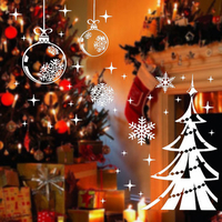 Removable Wall Stickers Decal Christmas Tree Snowflake Shop Window Decor