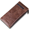 Retro Business Long Wallet 10 Card Holders Genuine Leather Phone Bag Coin Bag For Men