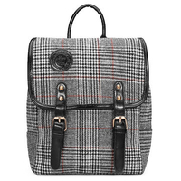 Retro Casual British Preppy Style Women Plaid Backpack
