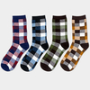 Retro Casual Plaid Spell Color Plaid Soft Cotton Casual Tube Socks For Men