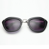 Retro Cat Eye Shades Cool Round Metal Frame Sunglasses