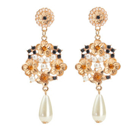 Retro Exaggerated Earrings Pearl Drop Rhinestone Earrings