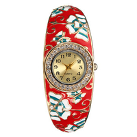 Retro Flower Watch Vintage Rhinestone Cloisonne Watch