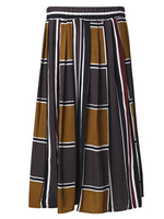 Retro High Waist Color Block Pleated Midi Full Skirt For Women