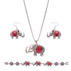 Retro Jewelry Set Elephant Red Turquoise Earrings Necklace Bracelet Kit