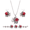 Retro Jewelry Set Elephant Round Turquoise Earrings Necklace Bracelet Set