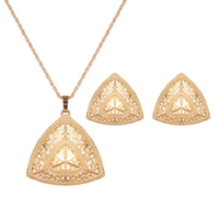 Retro Jewelry Set Hollow Triangle Earrings Necklace Set