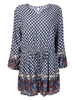 Retro Loose Floral Print Long Sleeve Pleated A-line Dress