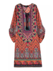 Retro Printed Tassels V Neck Mini Chiffon Dresses For Women