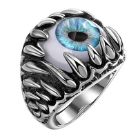 Retro Stainless Steel Punk Blue Evil Eye Band Ring