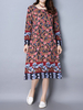 Retro Style Floral Printed Long Sleeve Dress For Women