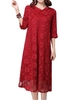 Retro Women Crochet Embroidery Layered Linen Dress