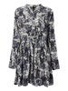 Retro Women Pattern Printed Elastic Waist Pleated Dress