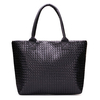 Retro Women Plaid Black Woven Handbag Casual Shoulder Bag