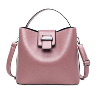 Retro Women Pu Leather Bucket Bag Casual Crossbody Bag Handbag For Women