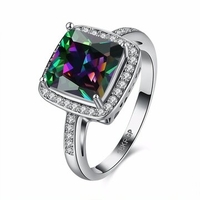 Retro Women Ring Full Rhinestone Rainbow Zircon Ring