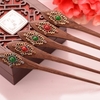 Retro Wood Hairpin Vintage Turquoise Alloy Rhinestone Hair Jewelry Gift