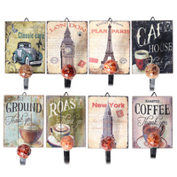 Retro Wooden Wall Mounted Hooks Hanger Tower Old Car Ornament Home Decor