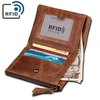 RFID 5 Card Holders Vintage Genuine Leather Coin Bag Casual Wallet For Men