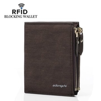 RFID 8 Card Holders Vintage PU Leather Vertical Coin Bag Casual Wallet For Men