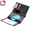 RFID Antimagetic Genuine Leather Trifold Wallet 15 Card Slots Casual Business Card Pack For Men